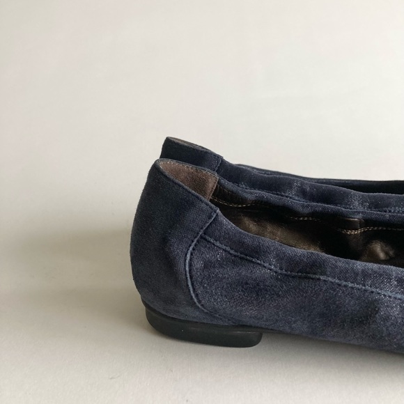 AGL Navy Suede Genuine Leather Black Cap Toe Flats Loafers size EUR 6.5, US 6 - Picture 3 of 14